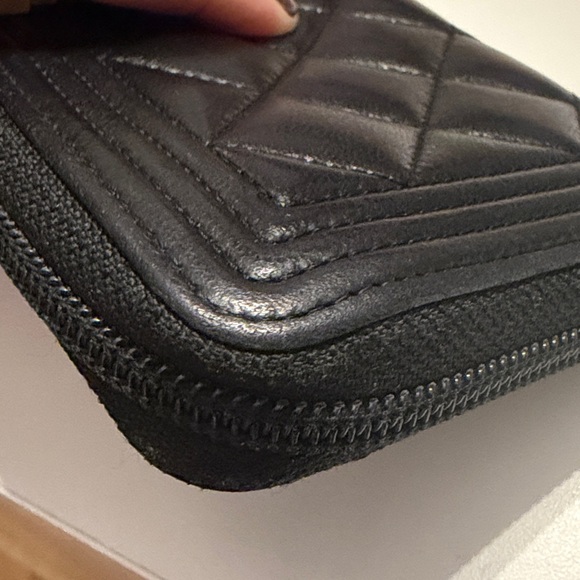 Chanel Boy Zipper Long Wallet Black Genuine Leather Excellent Condition - Picture 12 of 13